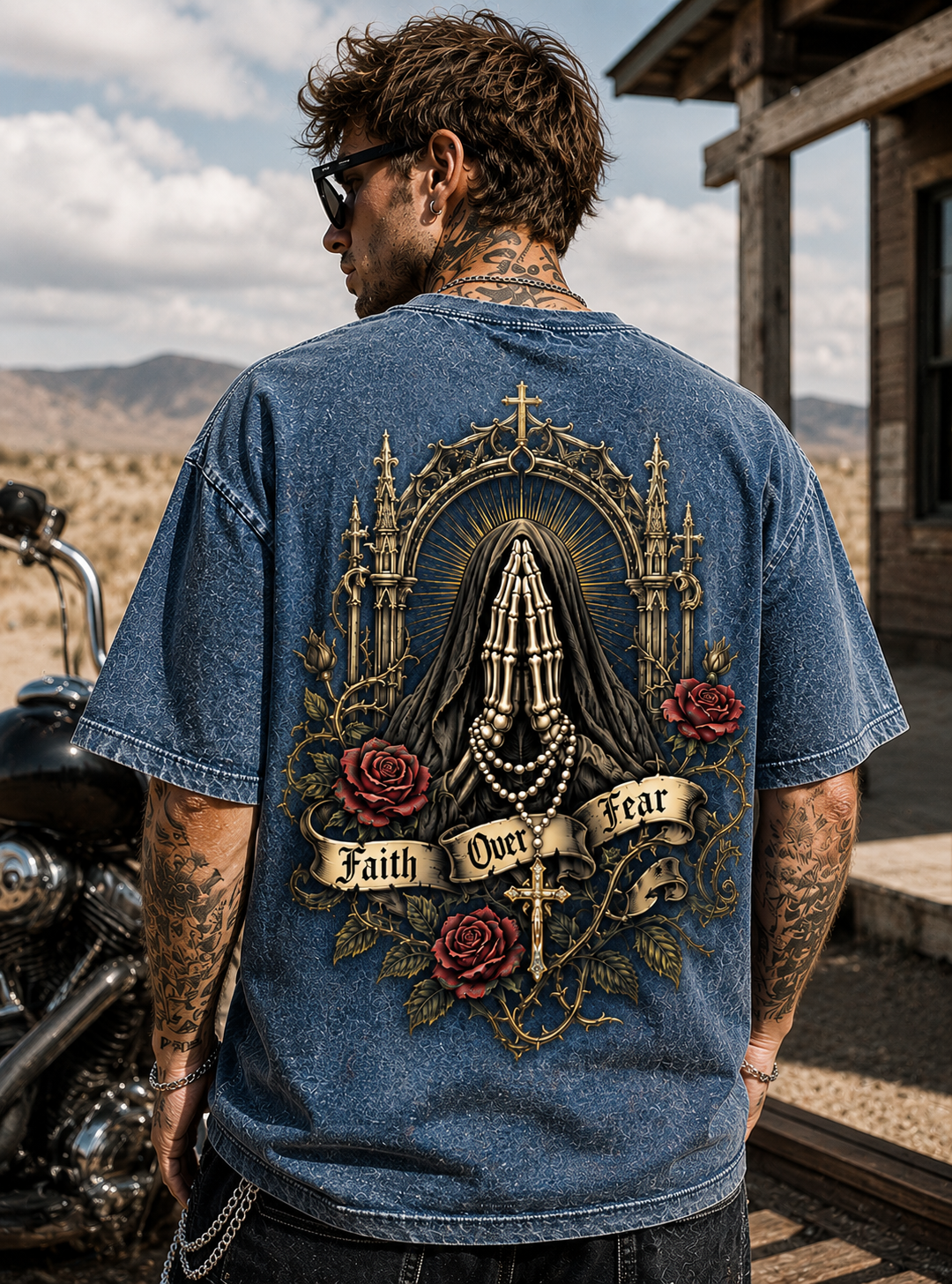 Faith Over Fear Gothic Oversized T-Shirt