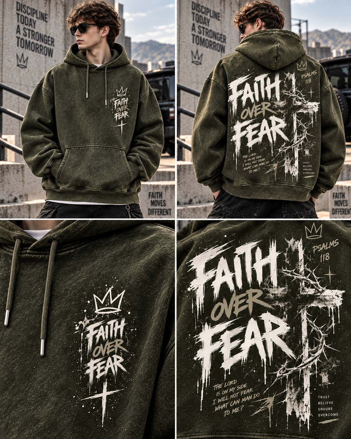 Faith Over Fear – Vintage Christian Streetwear Hoodie