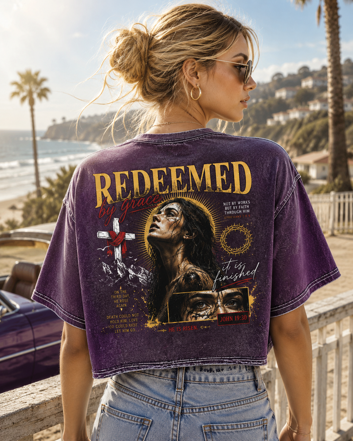 Redeemed by Grace – Vintage Faith Crop Tee