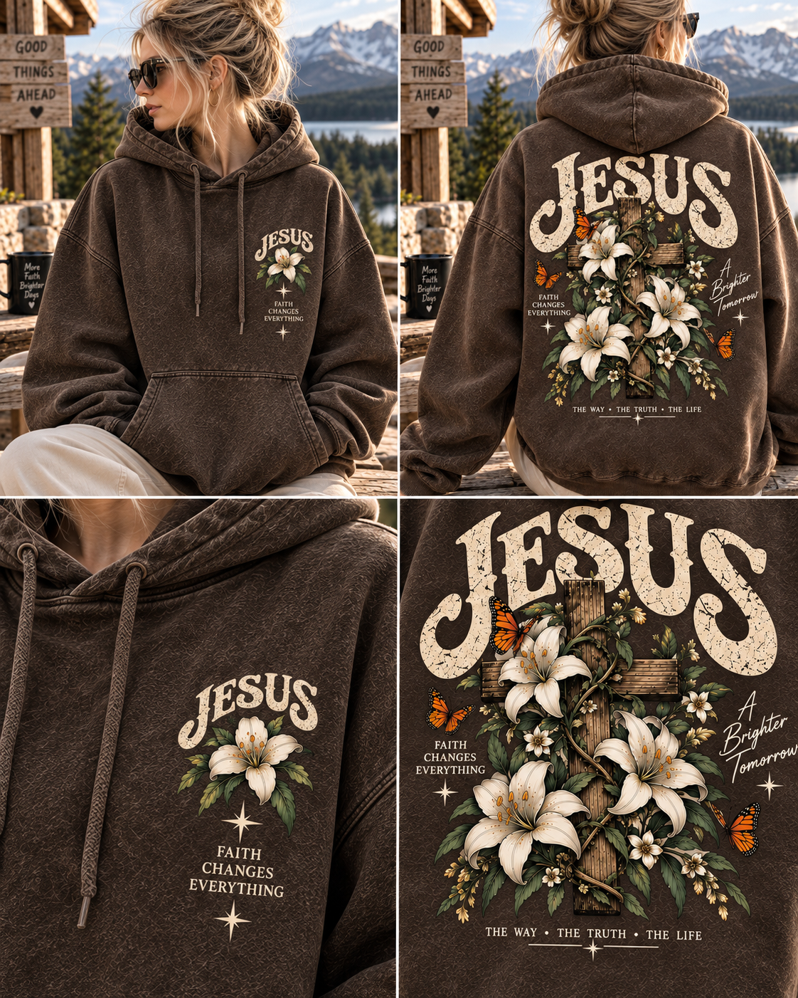 Jesus Floral Faith Hoodie – Vintage Christian Design