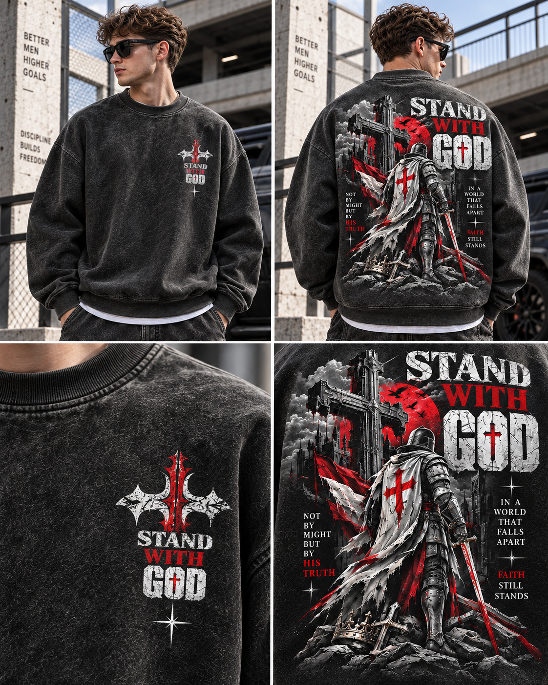 Stand With God – Vintage Crusader Sweatshirt