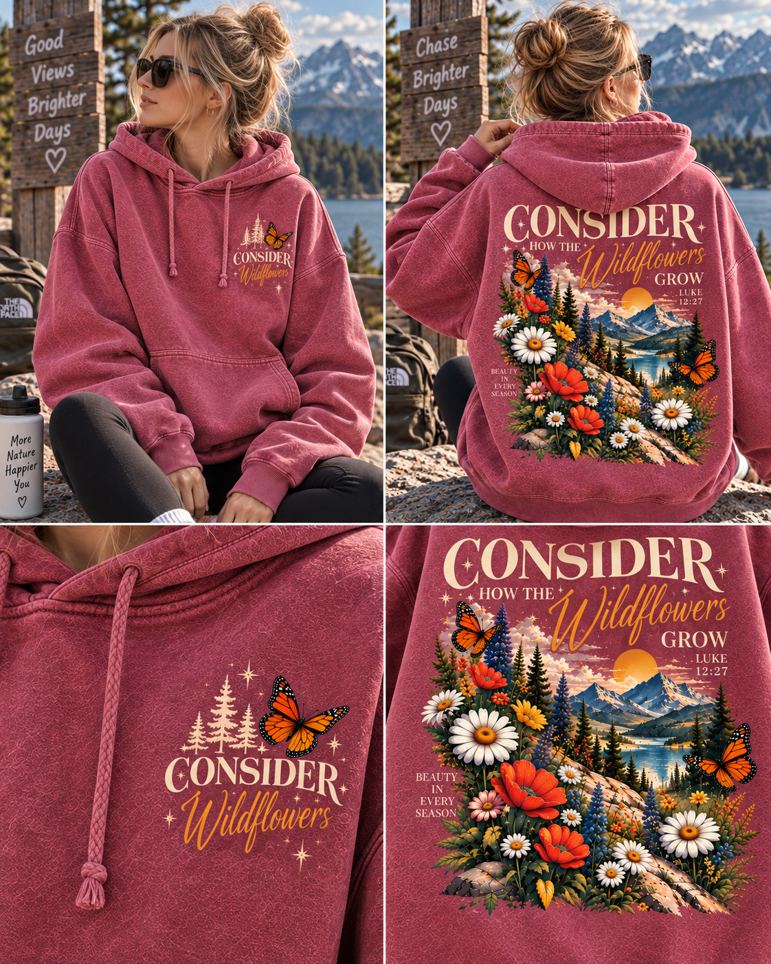 Consider Wildflowers Vintage Hoodie – Mountain & Floral