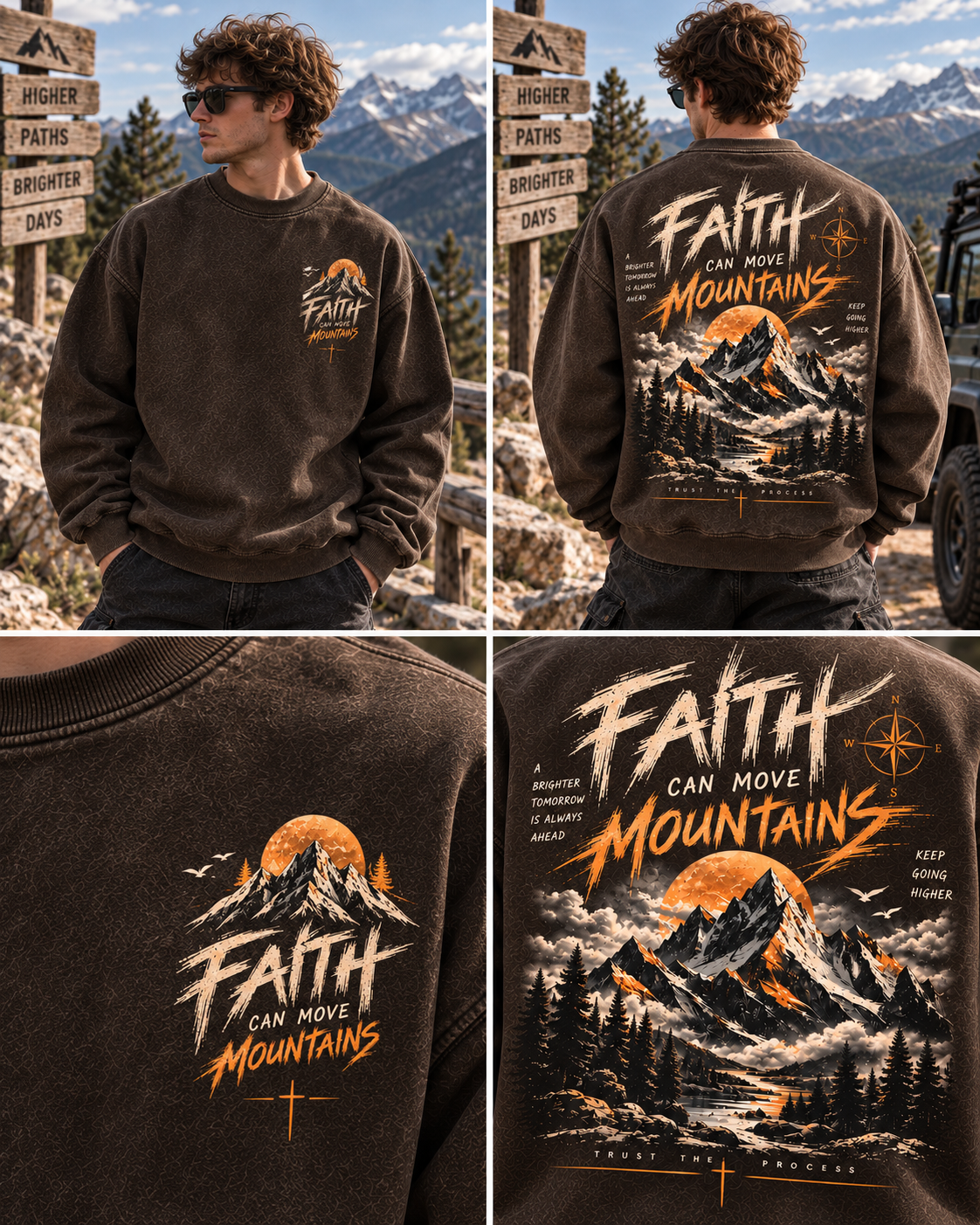 Faith Can Move Mountains – Vintage Mountain Sweatshirt