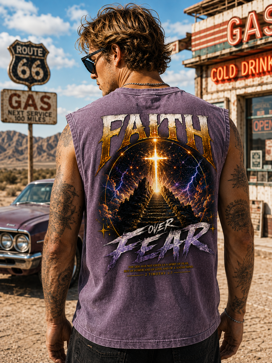 Faith Over Fear Washed Black Tank Top