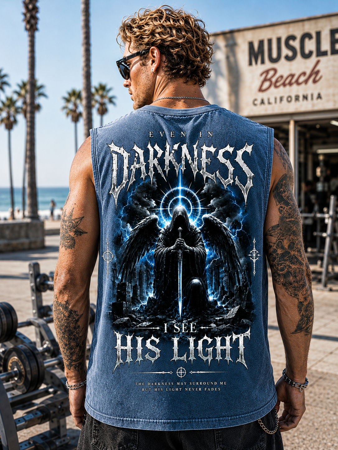 Darkness & Light Washed Black Tank Top
