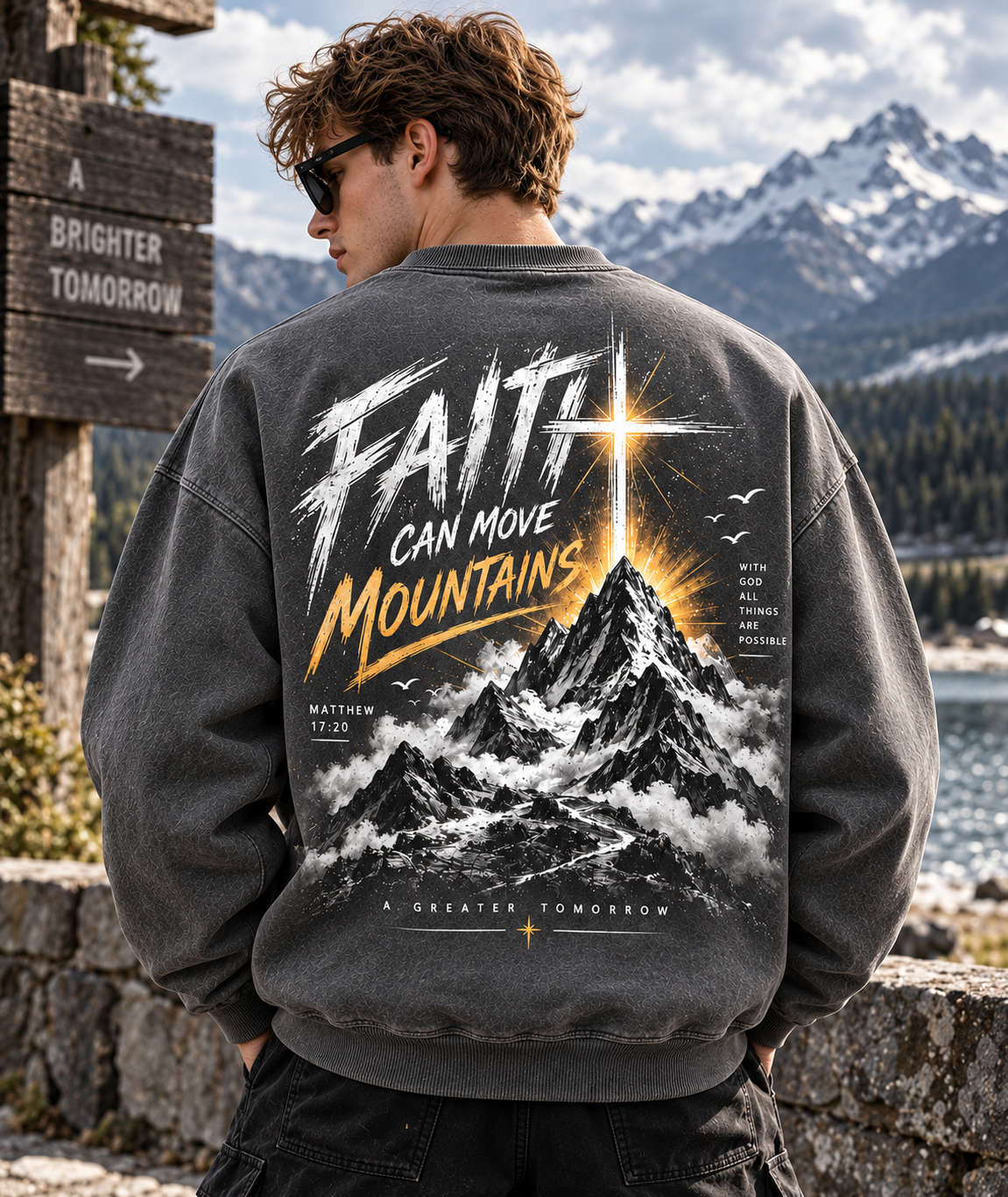 Faith Can Move Mountains – Vintage Mountain Sweatshirt