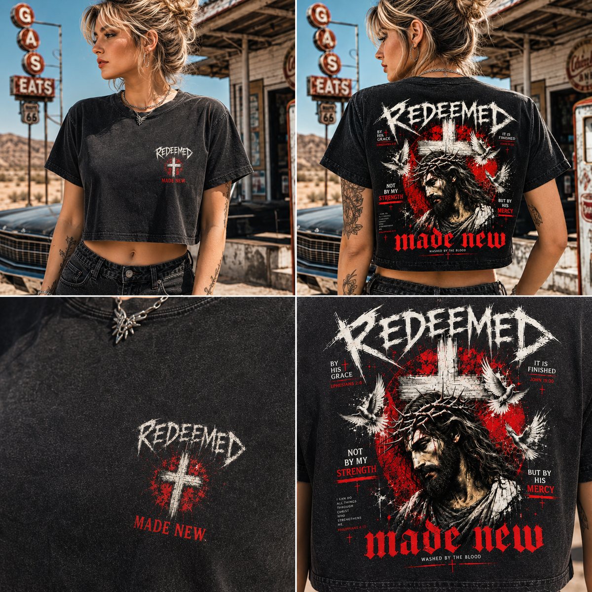 Redeemed Made New – Vintage Christian Crop Tee
