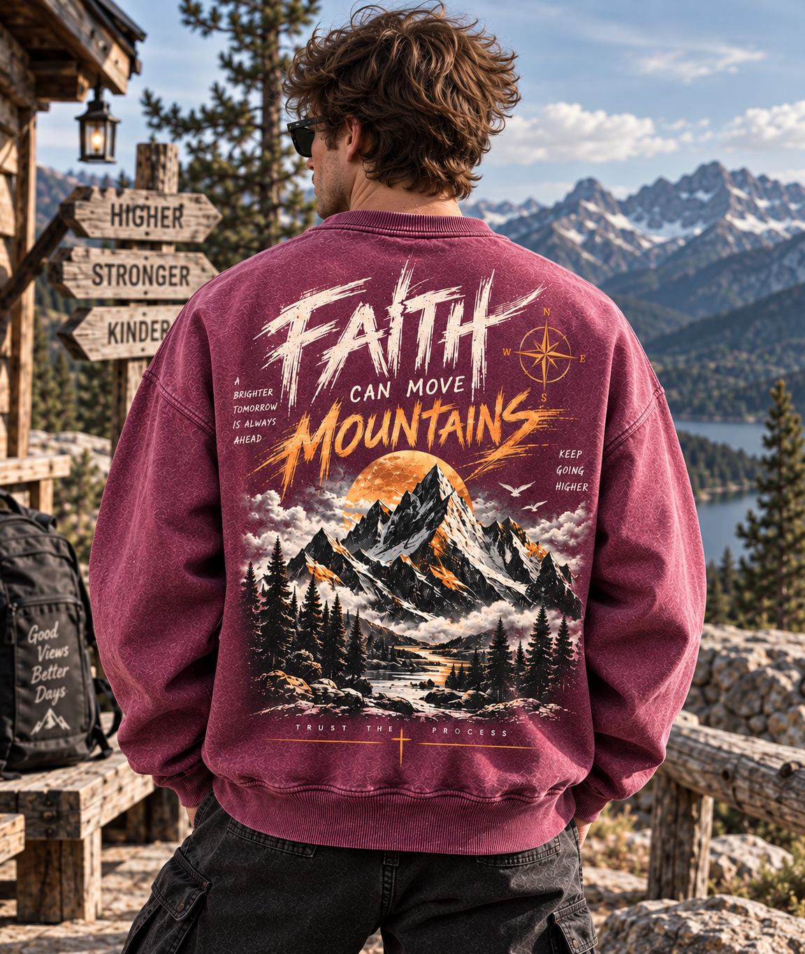 Faith Can Move Mountains – Vintage Mountain Sweatshirt