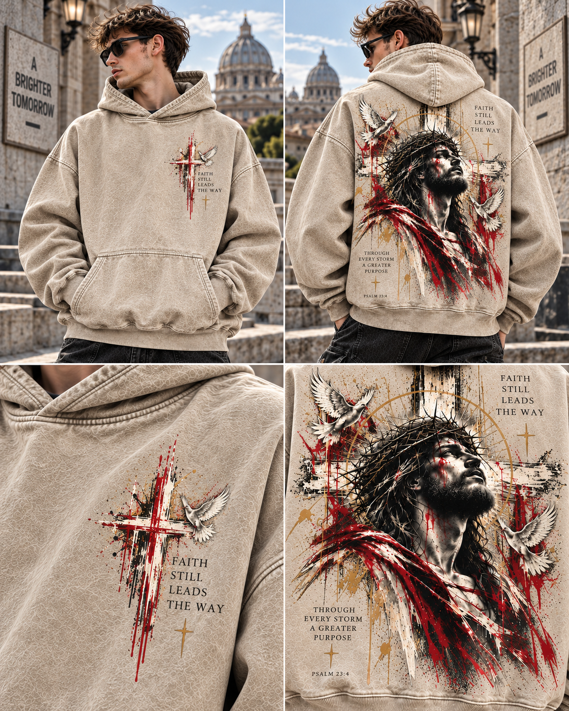Faith Still Leads The Way – Vintage Christian Wash Hoodie