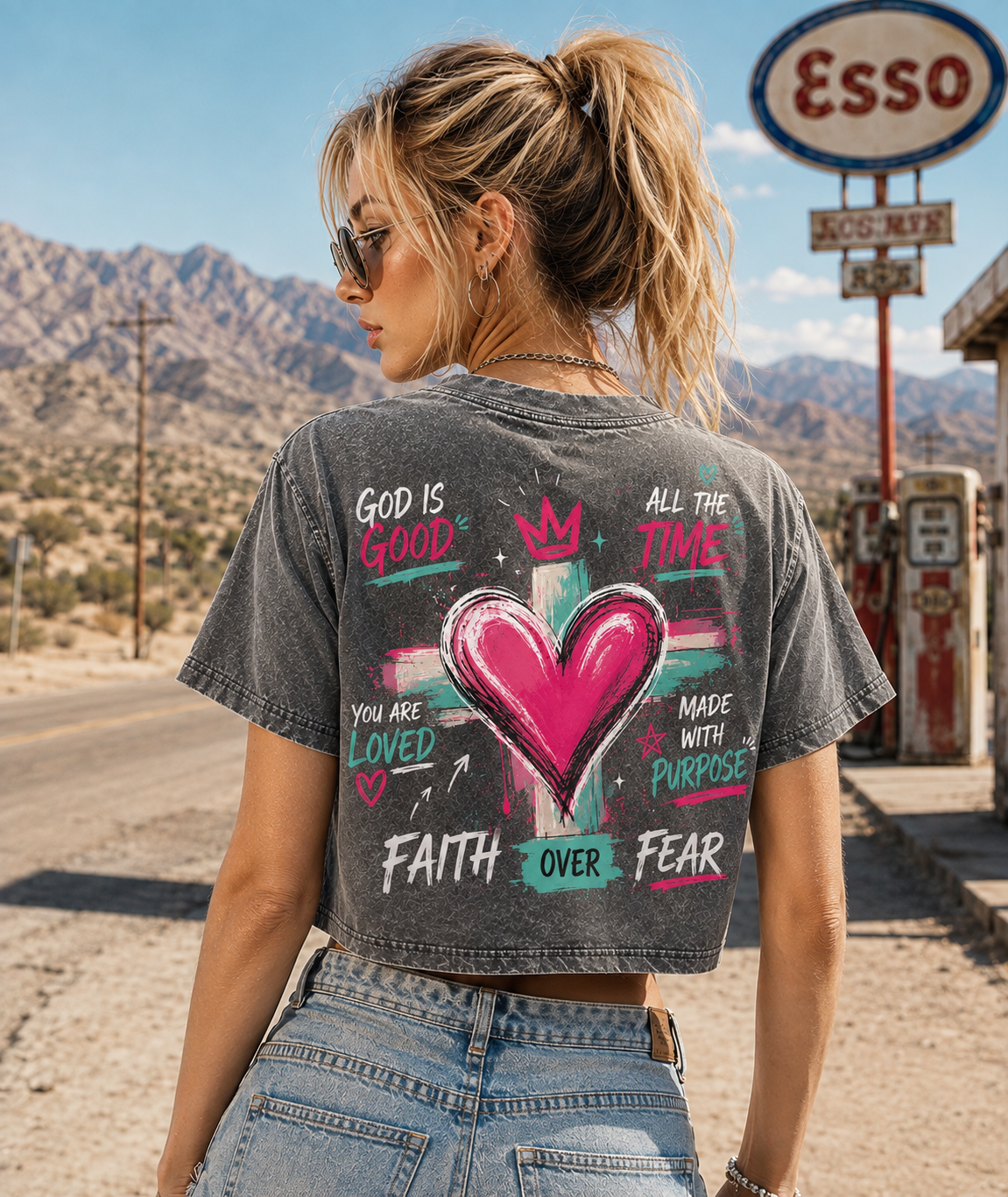 Faith Over Fear – Vintage Washed Crop Top