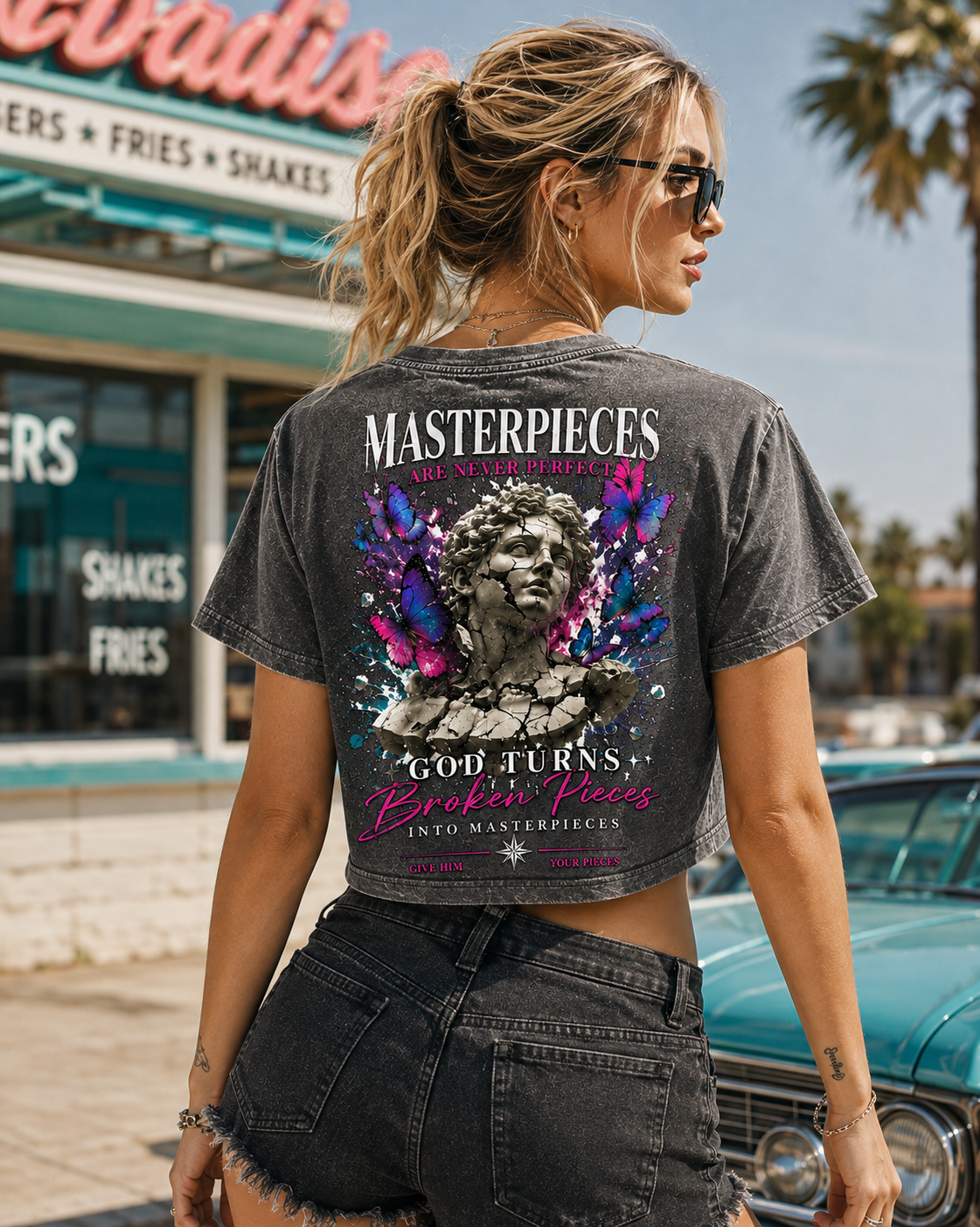 Masterpieces Broken Pieces – Vintage Faith Crop Top