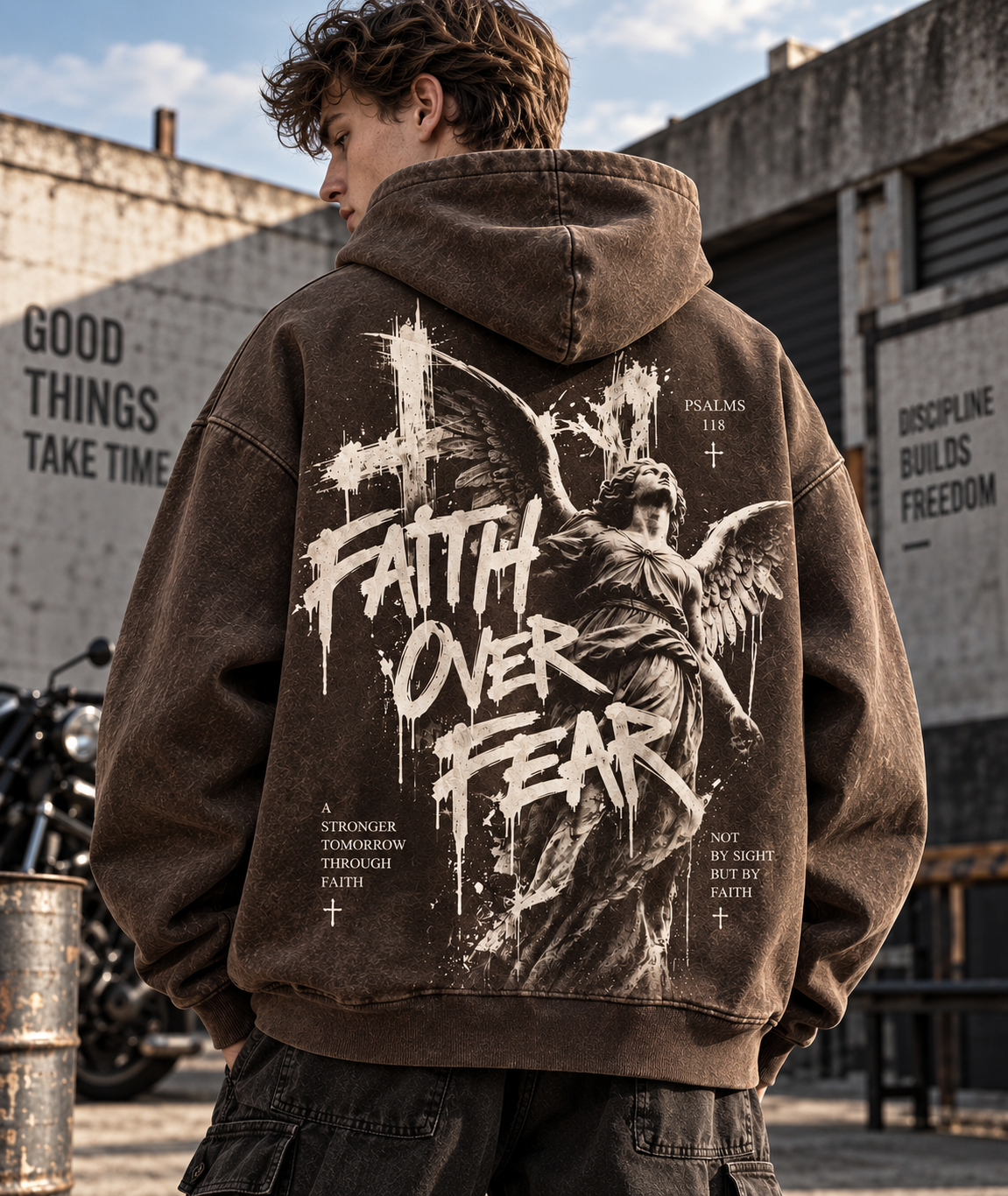 Faith Over Fear – Vintage Washed Hoodie