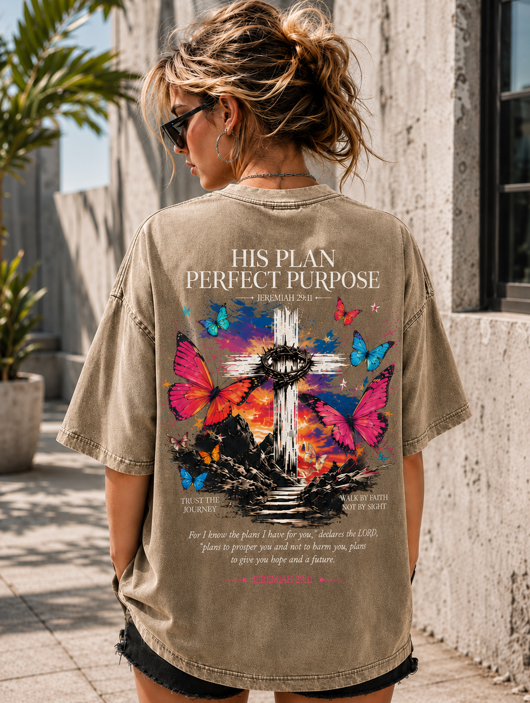 His Plan Perfect Purpose – Vintage Christian Oversized T-Shirt