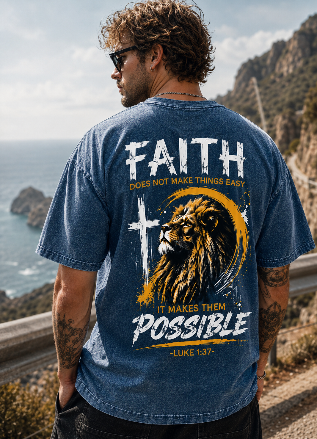 Faith Lion Vintage Graphic Tee