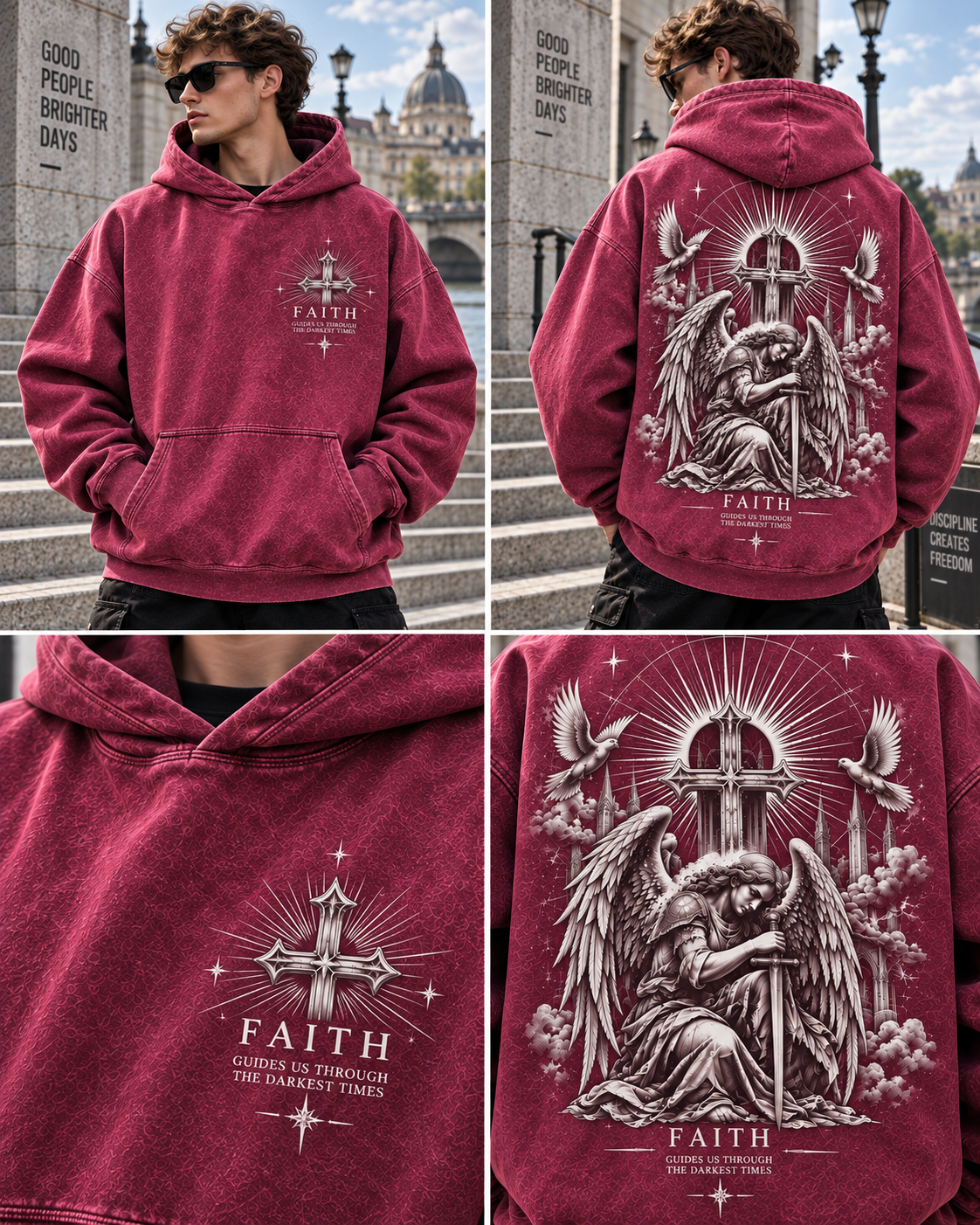 Faith Angel Vintage Hoodie – Faith Guides Us Through the Darkest Times