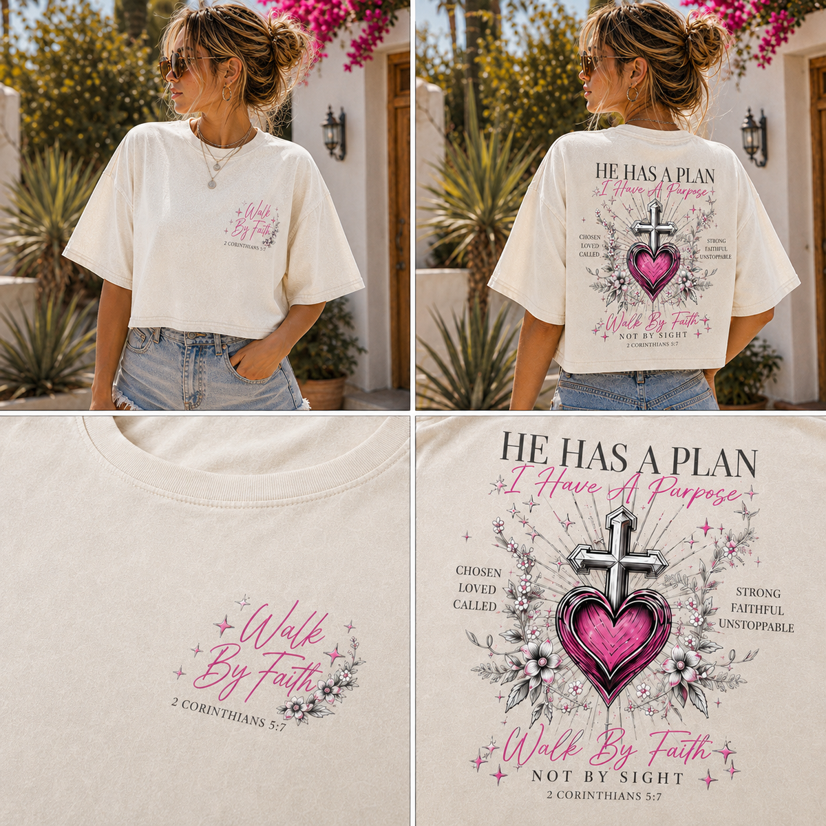 Faith Over Fear – He Has a Plan Crop Top