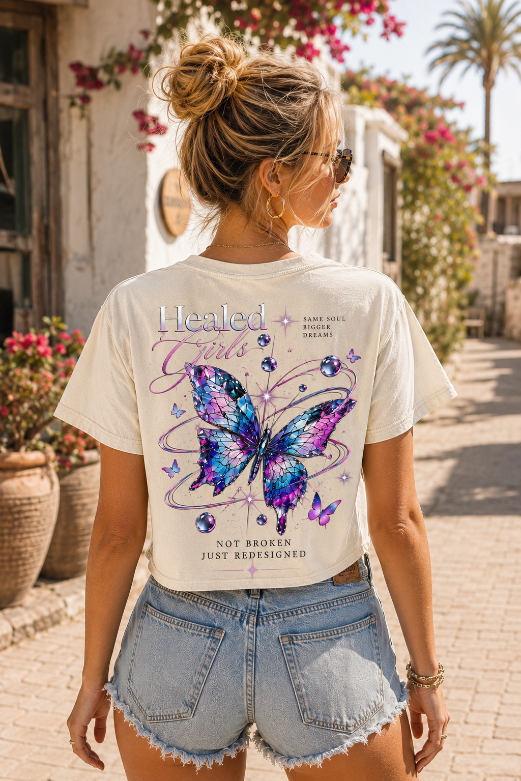 Healed Girls Butterfly Crop Top