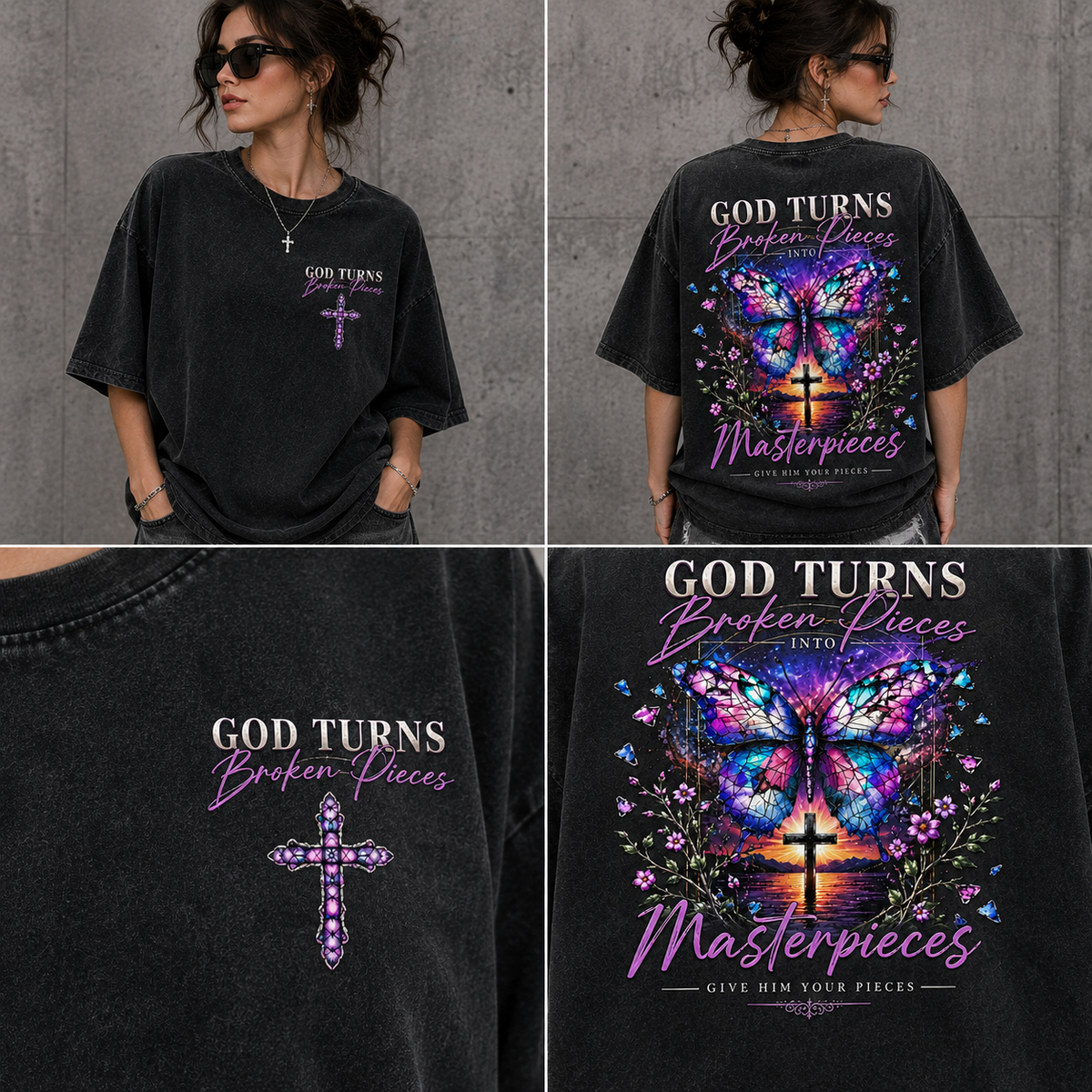God Turns Broken Pieces Into Masterpieces – Vintage Christian Tee