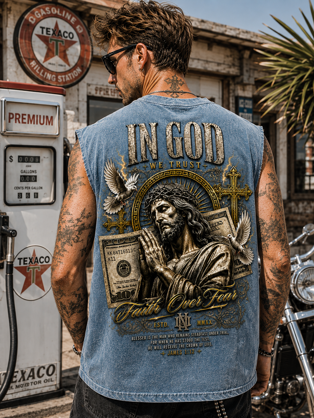 IN GOD Faith Over Fear – Washed Vintage Muscle Tee