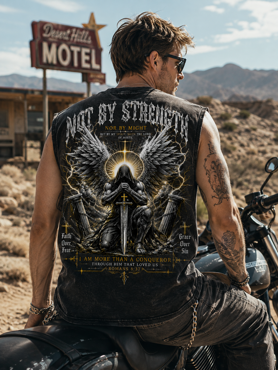 Not By Strength Washed Black Faith Tank Top