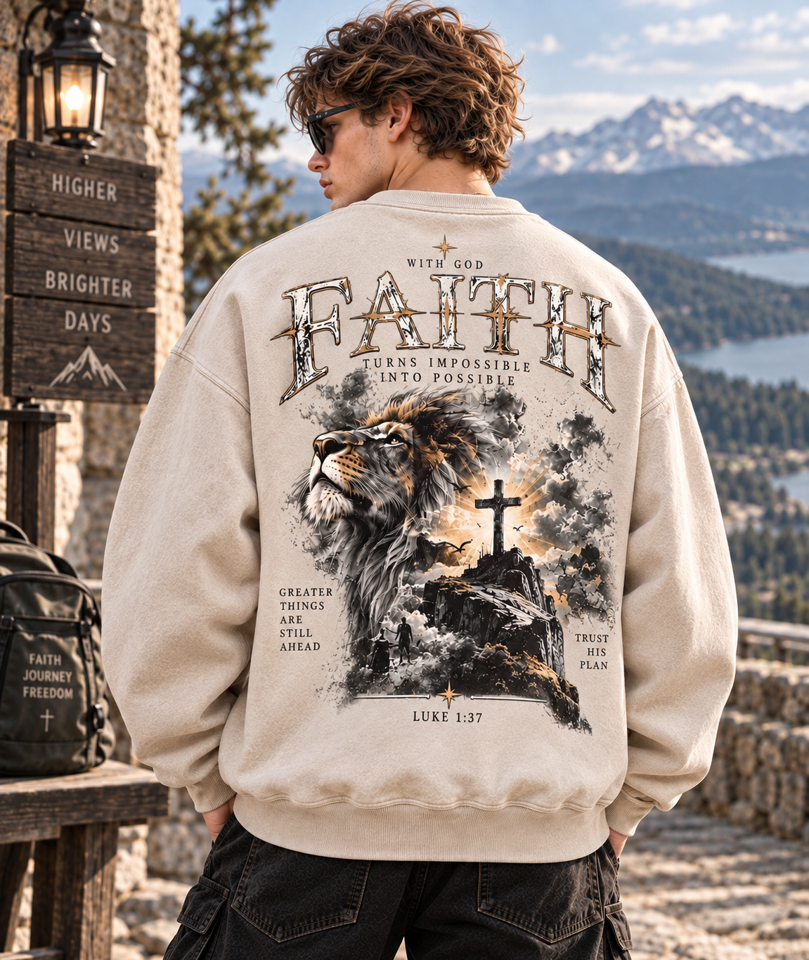 Faith Lion – Vintage Christian Sweatshirt
