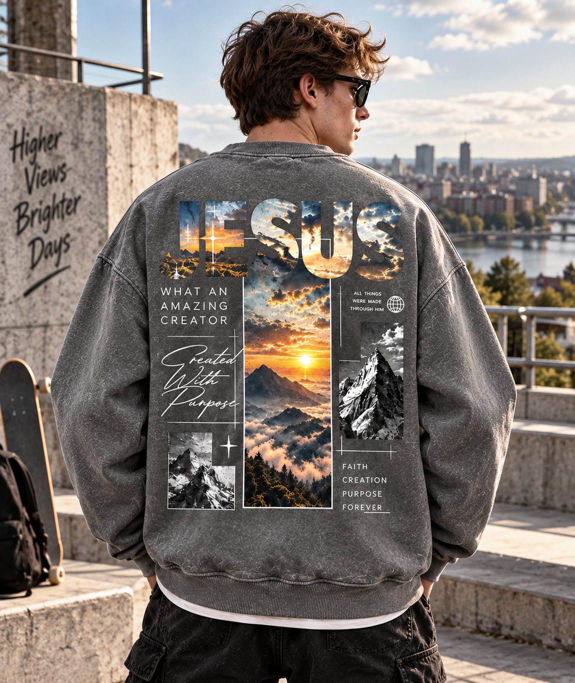 Jesus Mountain Faith Sweatshirt – Vintage Outdoor Style