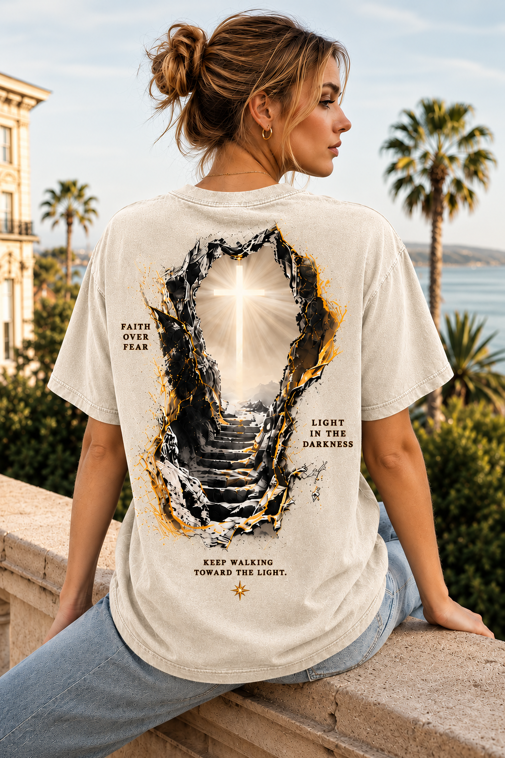 Faith Over Fear Vintage Graphic T-Shirt – Washed Unisex Tee