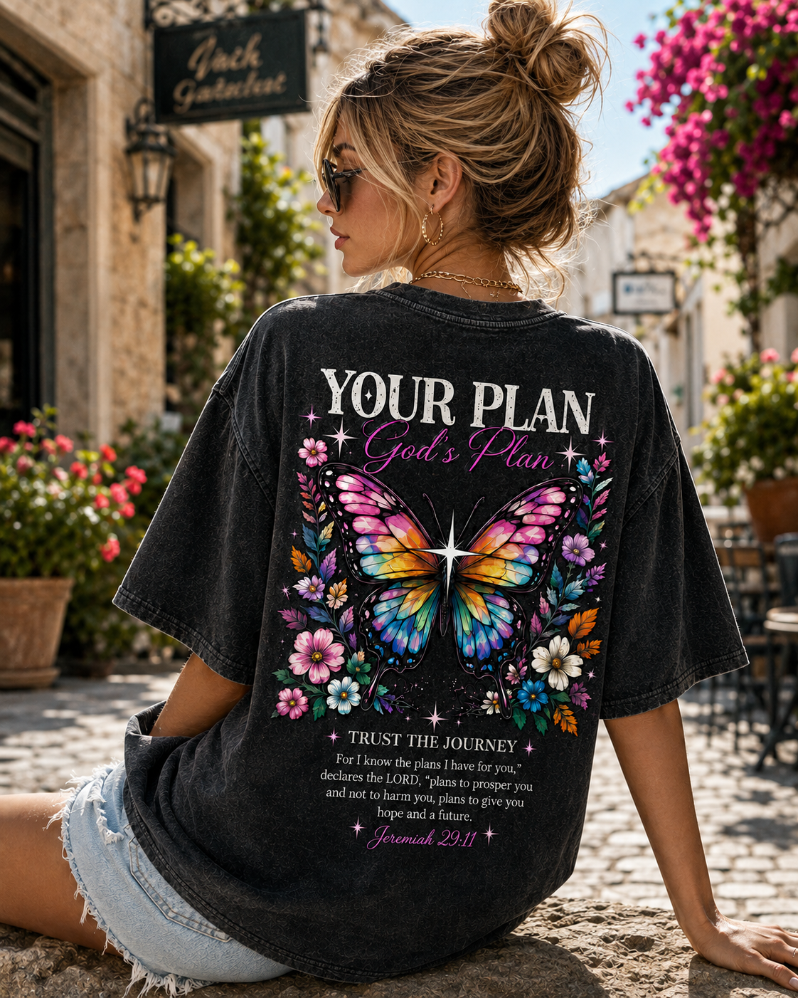 Your Plan, God’s Plan – Vintage Butterfly Christian Tee