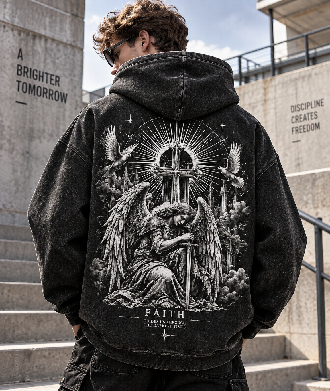 Faith Angel Vintage Hoodie – Faith Guides Us Through the Darkest Times
