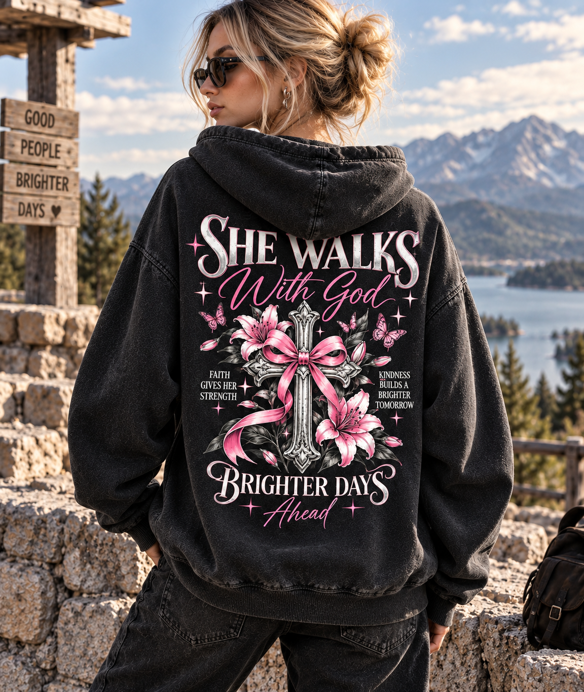 She Walks With God – Brighter Days Vintage Hoodie