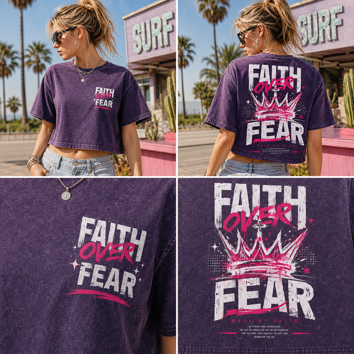 Faith Over Fear Crop Top – Vintage Wash Tee