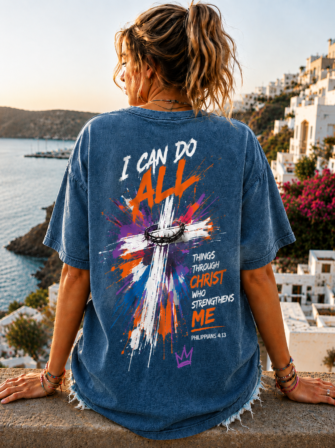 Faith Over Fear – Christian Cross Graphic Oversized T-Shirt