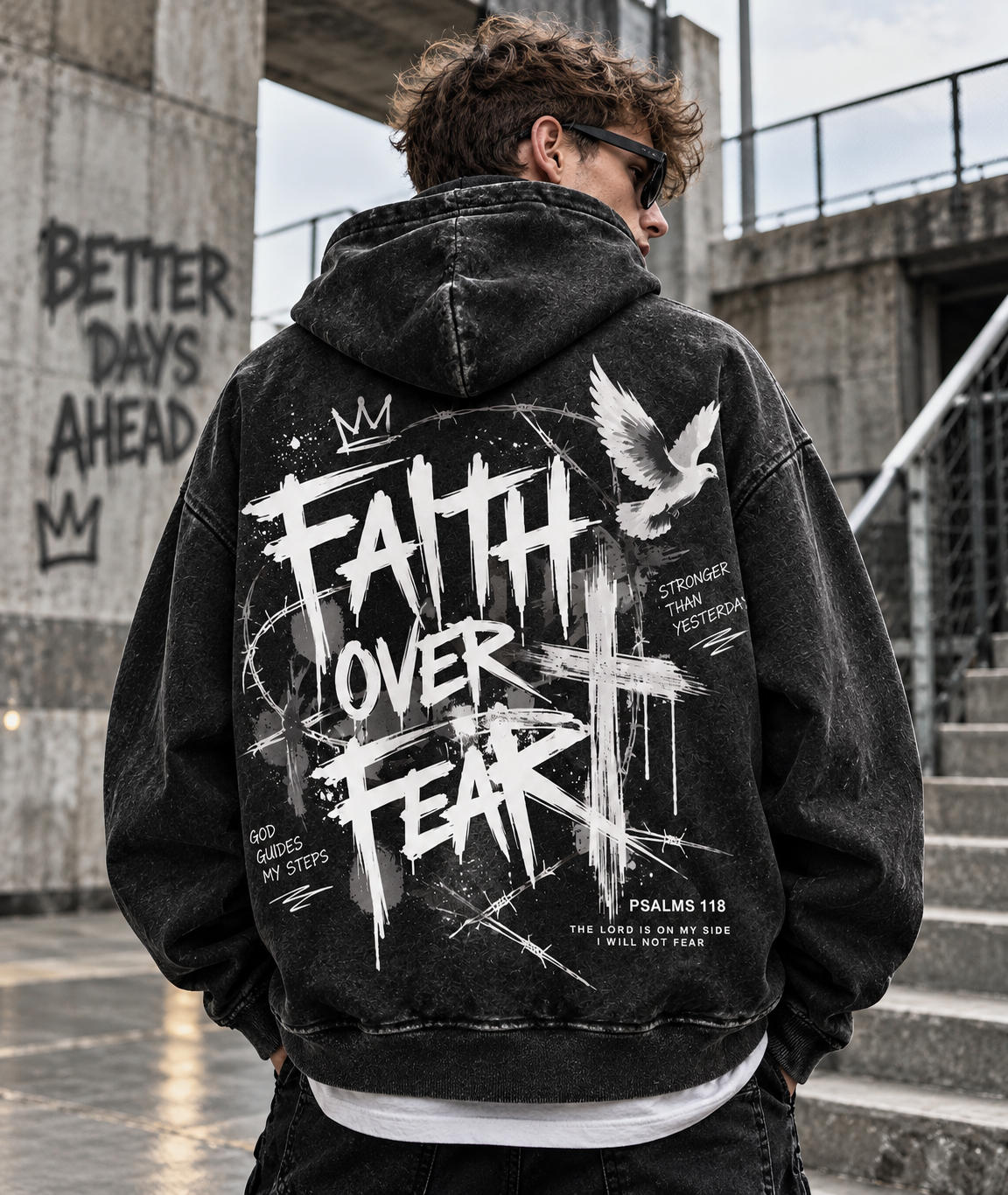 Faith Over Fear – Vintage Washed Hoodie
