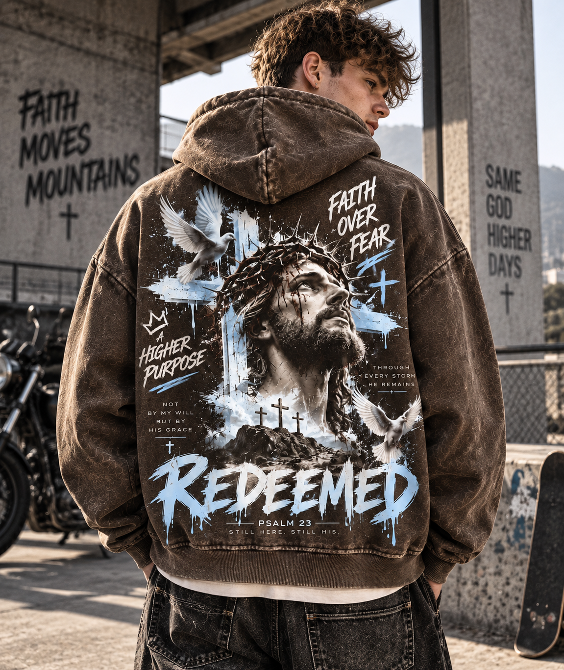 ⭐ Redeemed Faith Hoodie – Vintage Christian Streetwear