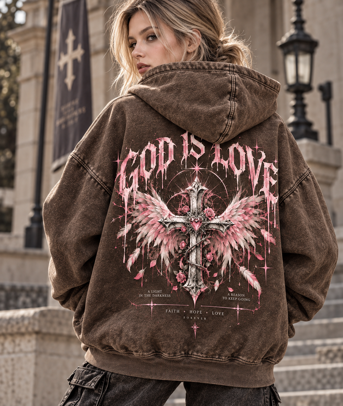Gothic God Is Love Oversized Hoodie