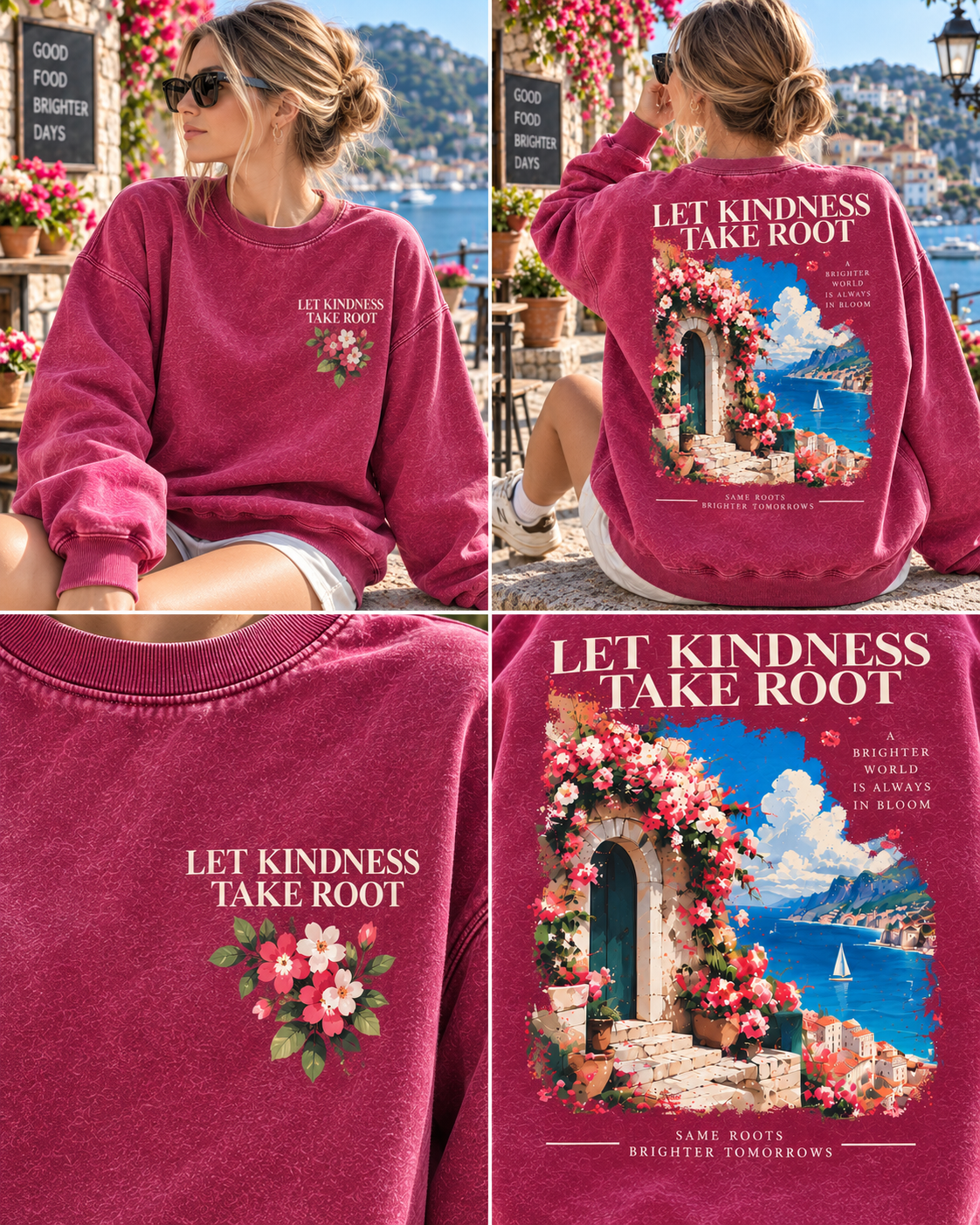 Let Kindness Take Root – Vintage Floral Sweatshirt