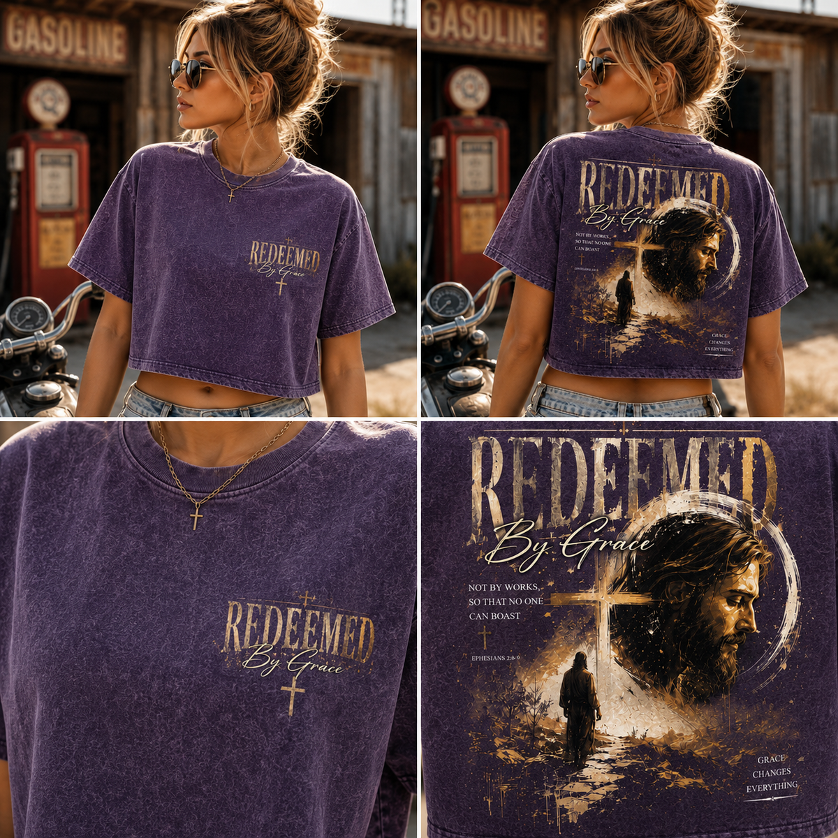 Redeemed By Grace – Vintage Christian Crop Top