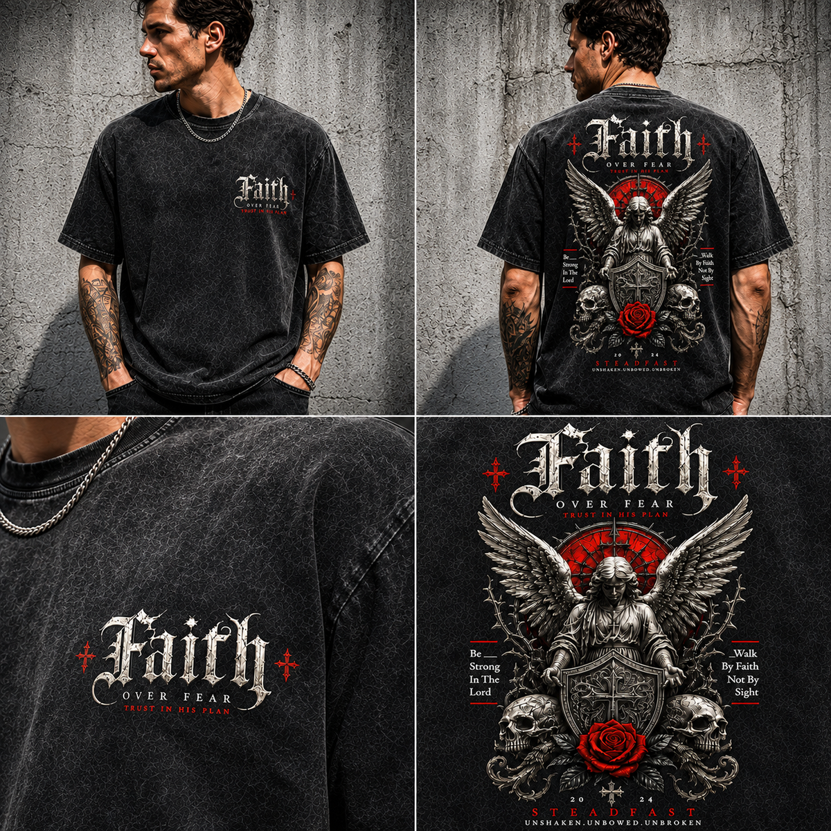 Faith Over Fear – Vintage Gothic Oversized T-Shirt