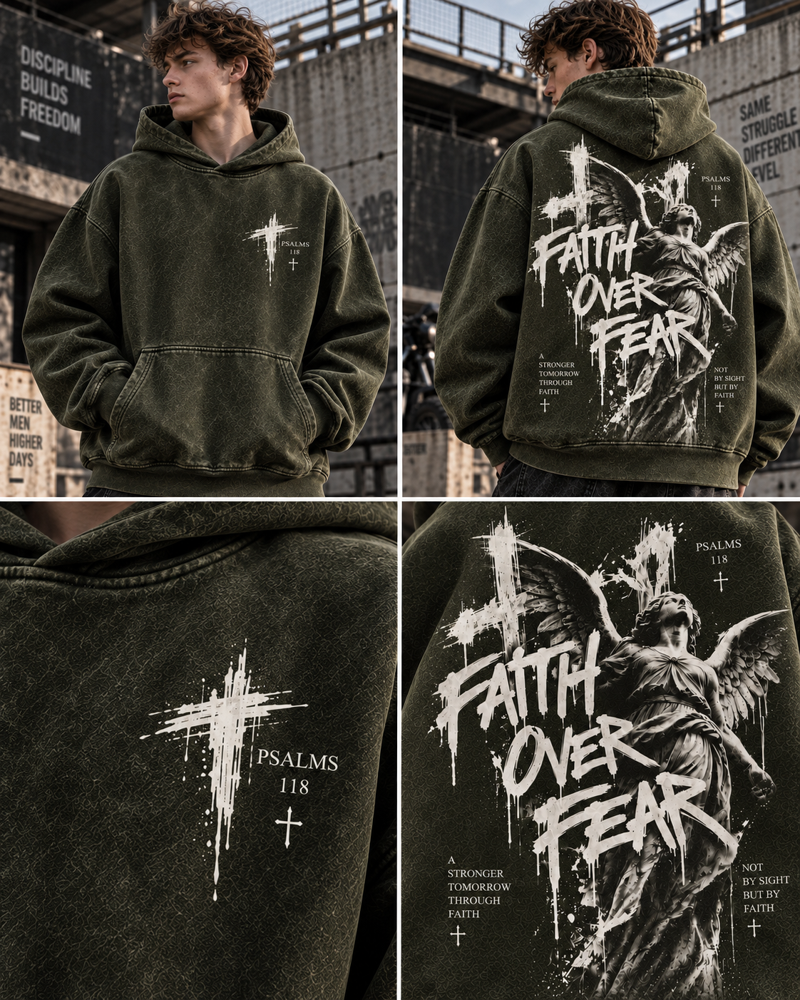 Faith Over Fear – Vintage Washed Hoodie