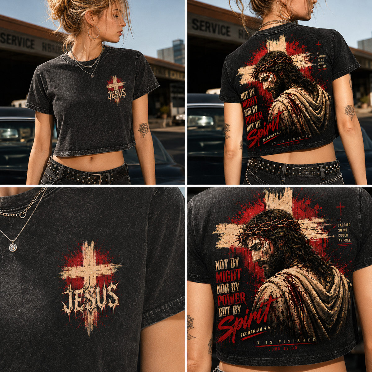 Jesus Spirit Vintage Crop Top – Faith Graphic Tee