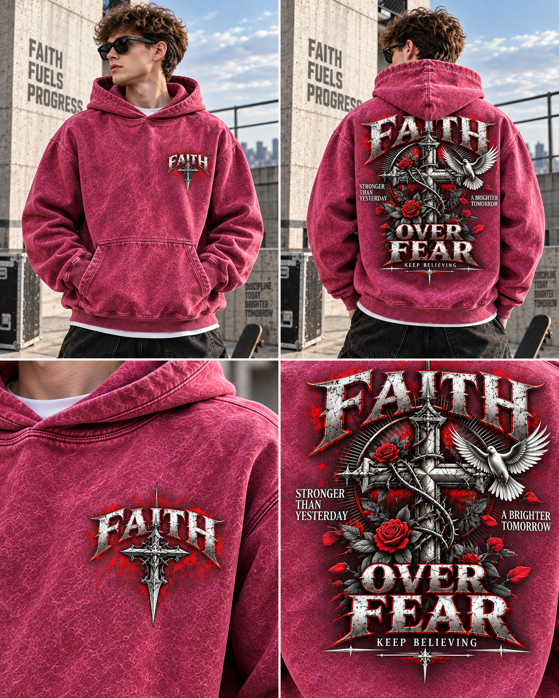Faith Over Fear – Vintage Graphic Hoodie