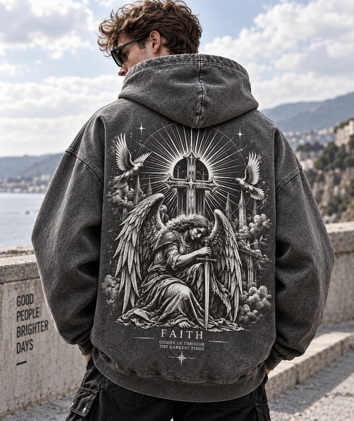 Faith Angel Vintage Hoodie – Faith Guides Us Through the Darkest Times