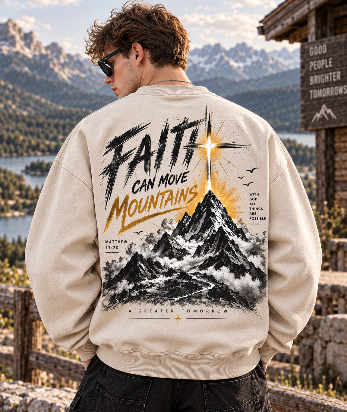Faith Can Move Mountains – Vintage Mountain Sweatshirt