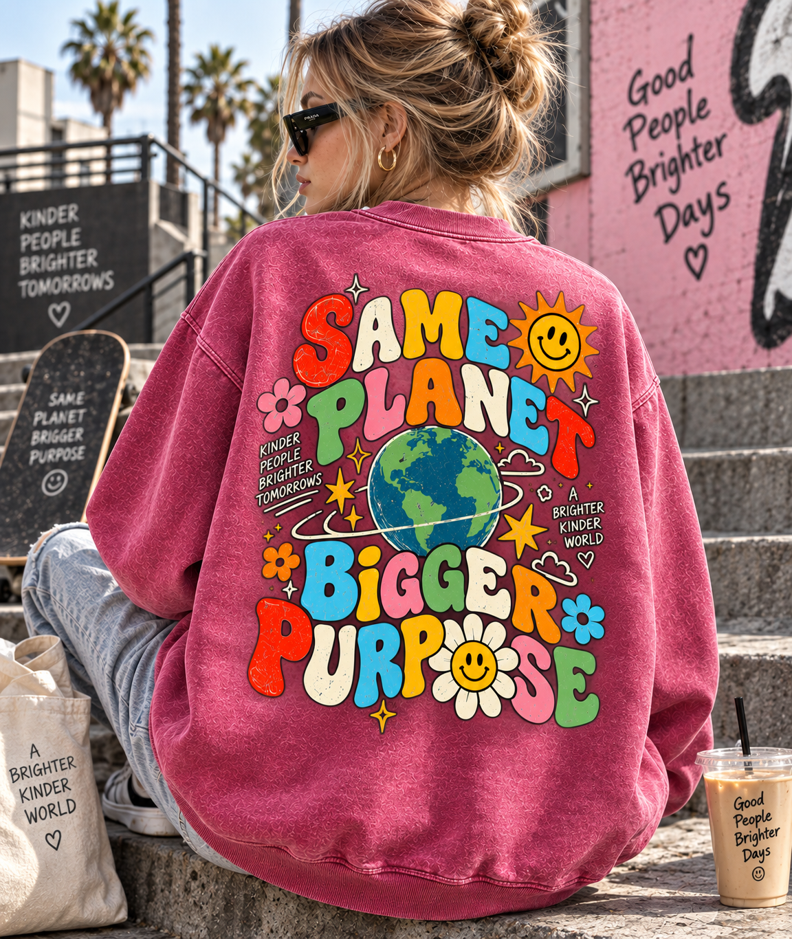 Same Planet Bigger Purpose – Vintage Graphic Sweatshirt