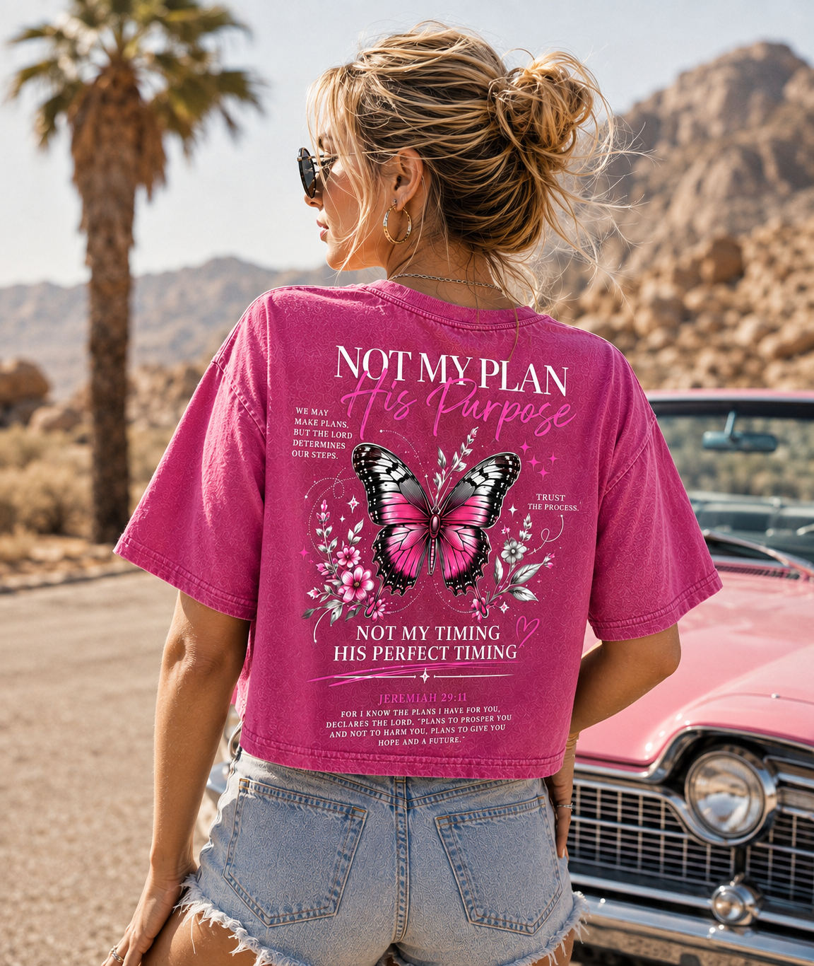 Not My Plan His Purpose – Butterfly Faith Crop Top