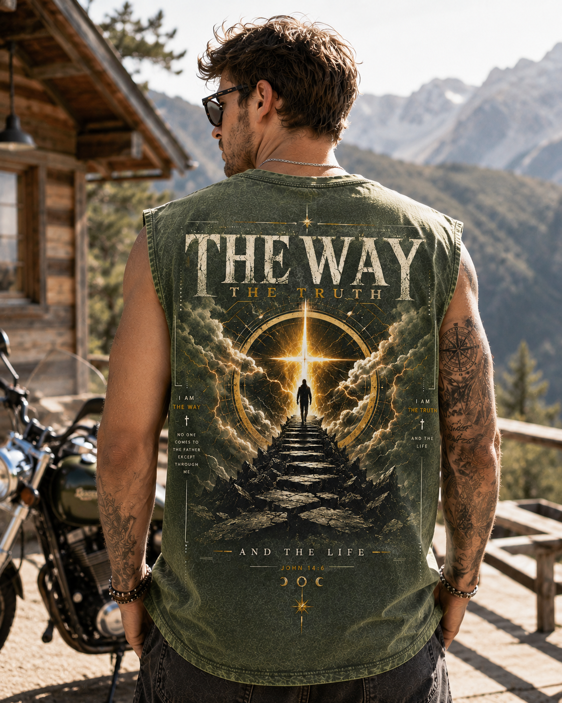 THE WAY — Washed Black Christian Graphic Tank Top