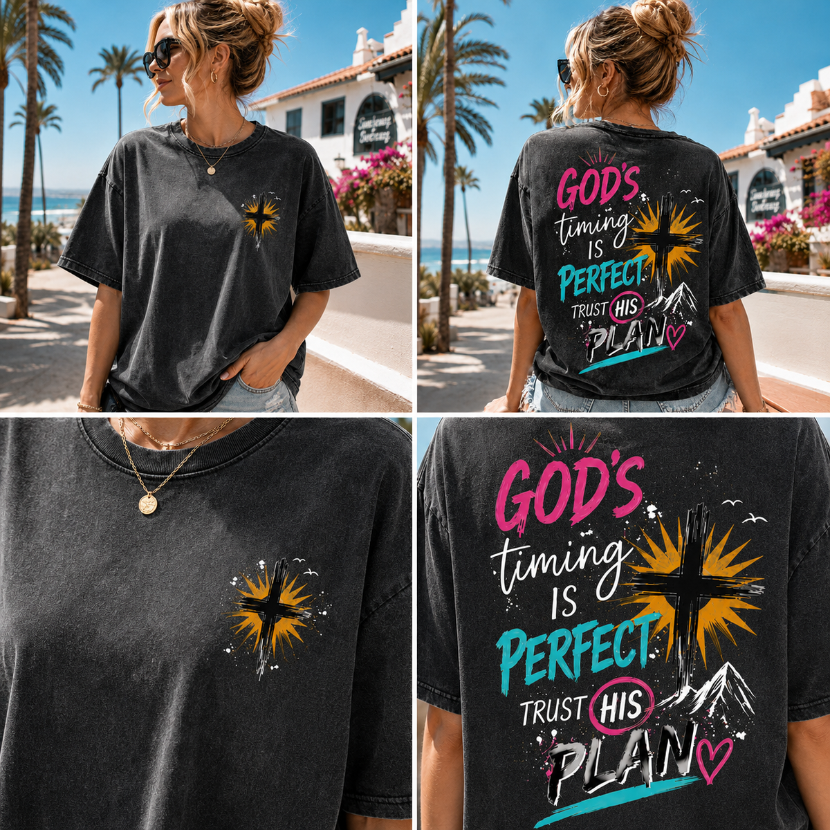 God’s Timing Is Perfect – Faith Graphic Washed Tee