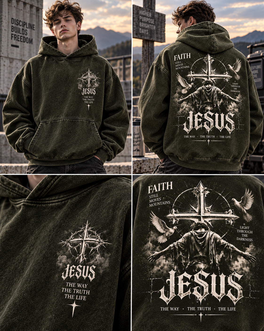 Faith Vintage Cross Hoodie – Wash Beige