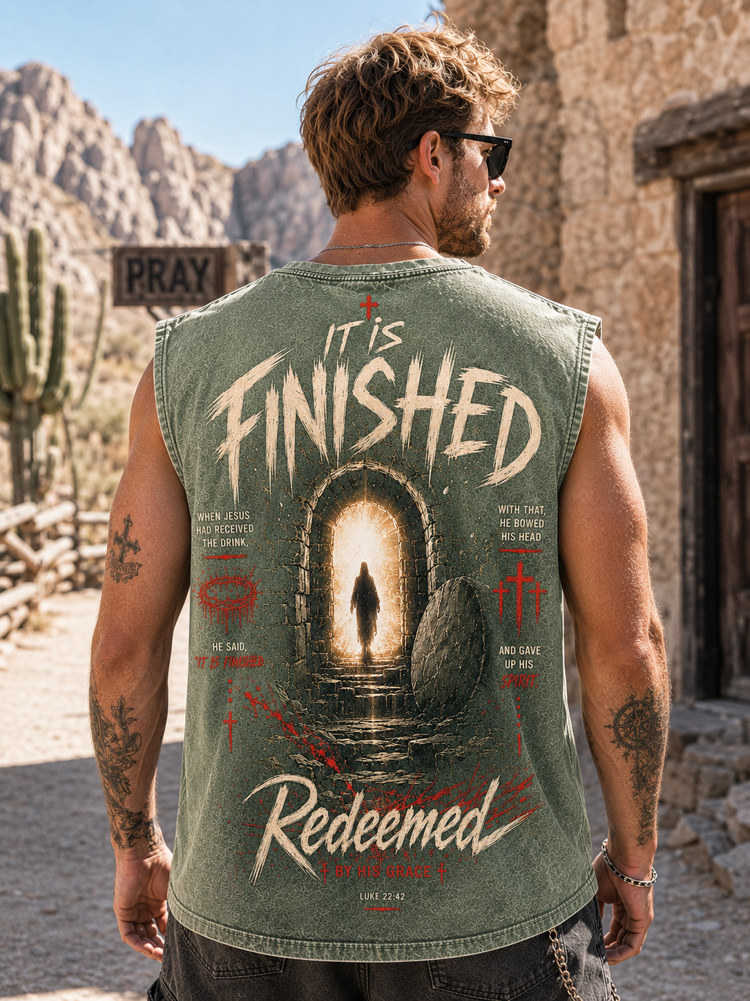 Redeemed by His Grace – Vintage Washed Black Tee