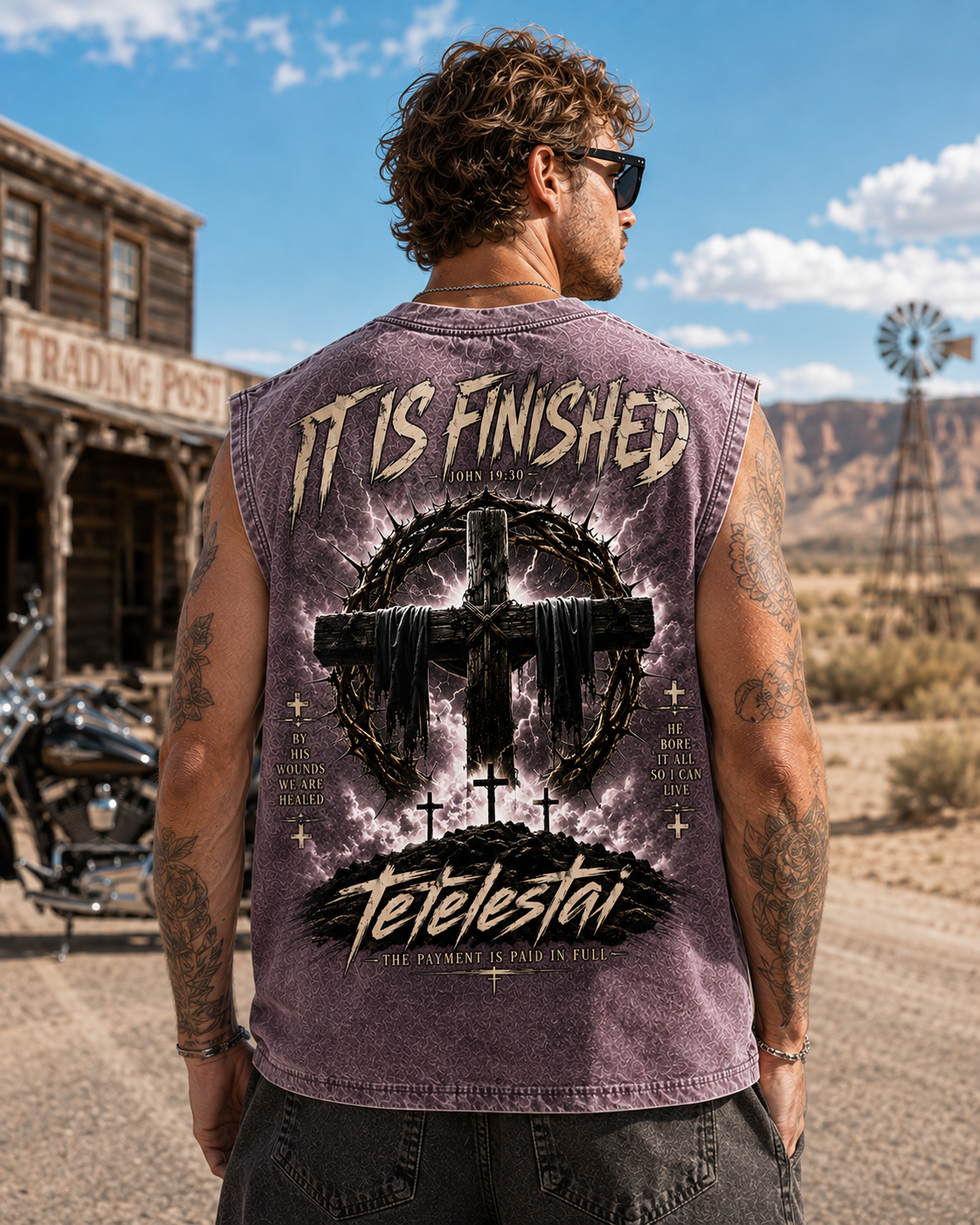 Tetelestai Washed Black Faith Graphic Tank Top